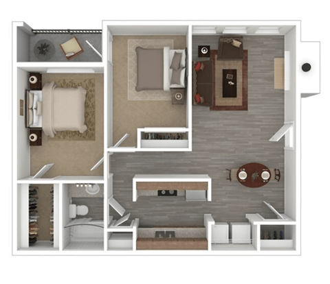 Floor plan for 2 beds, 1 bath, 922 sqft